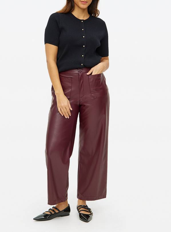 Burgundy Faux Leather Culottes 14
